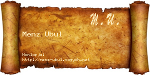 Menz Ubul névjegykártya